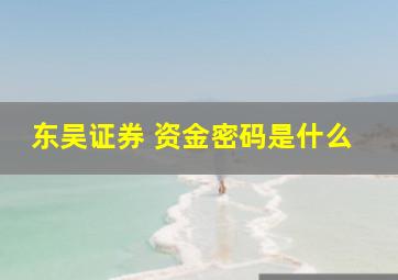 东吴证券 资金密码是什么